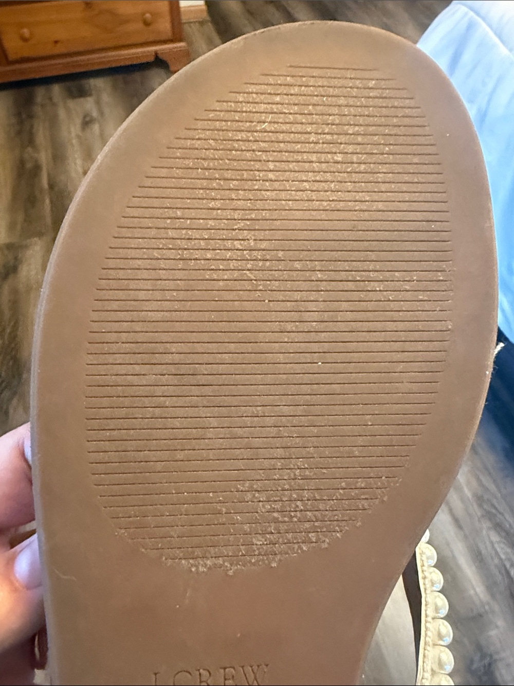 J. Crew Beige Pearl-Trim Thong Sandals - Picture 4 of 4